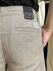 Men's Cotton Linen Stretch Light Brown Trouser