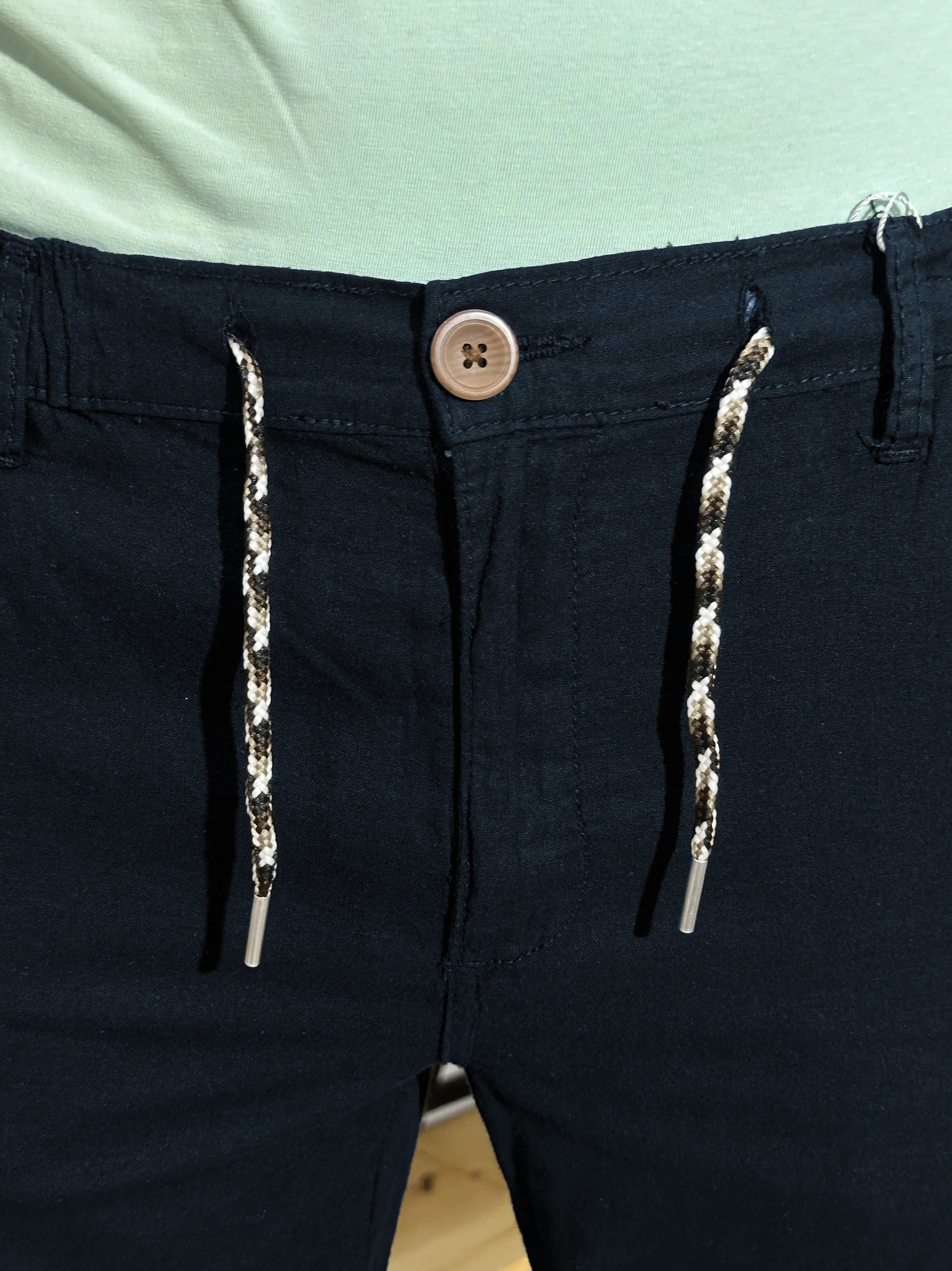 Men's Cotton Linen Stretch Navy Blue Trouser