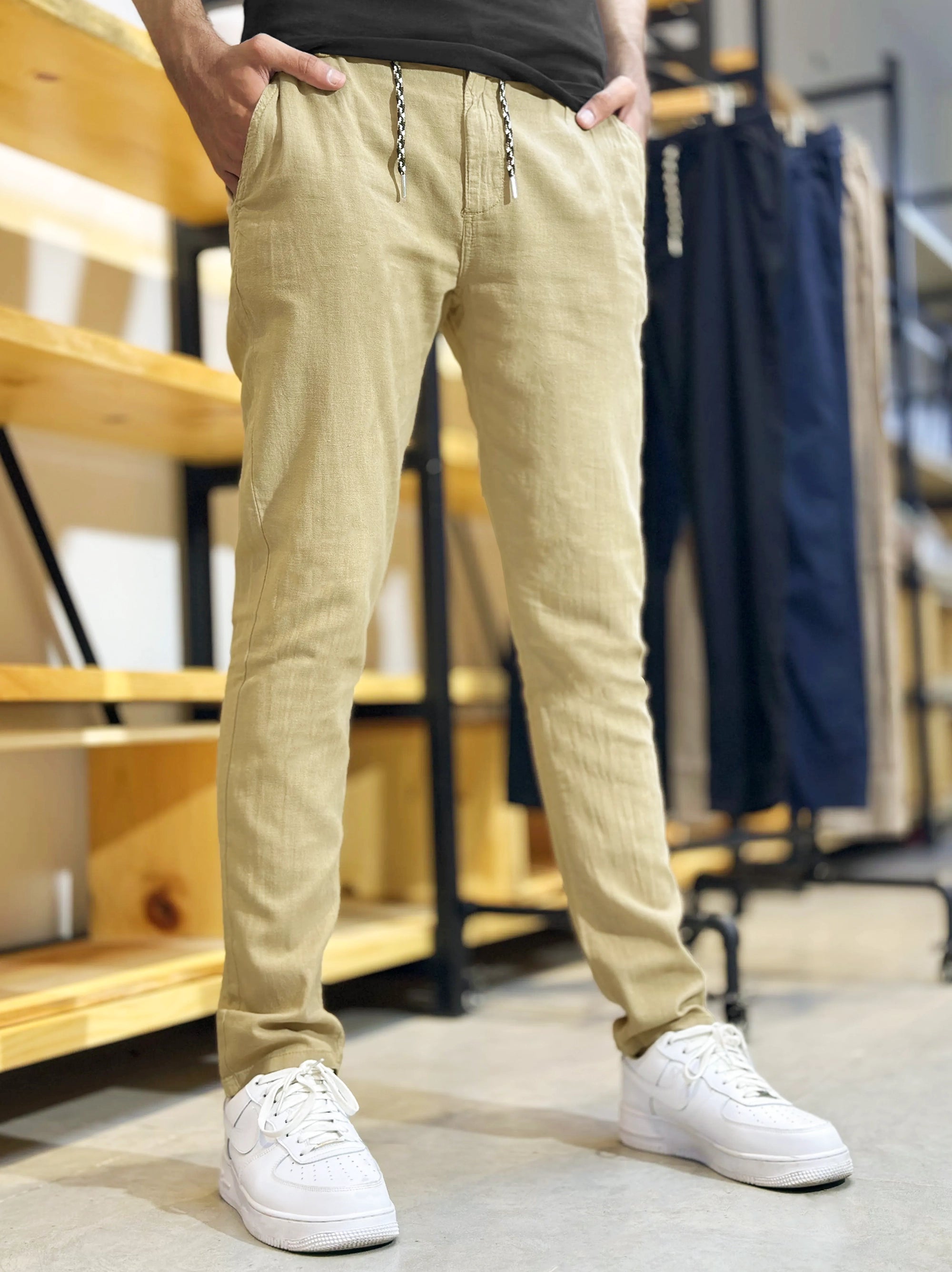 Men's Cotton Linen Stretch Skin Trouser