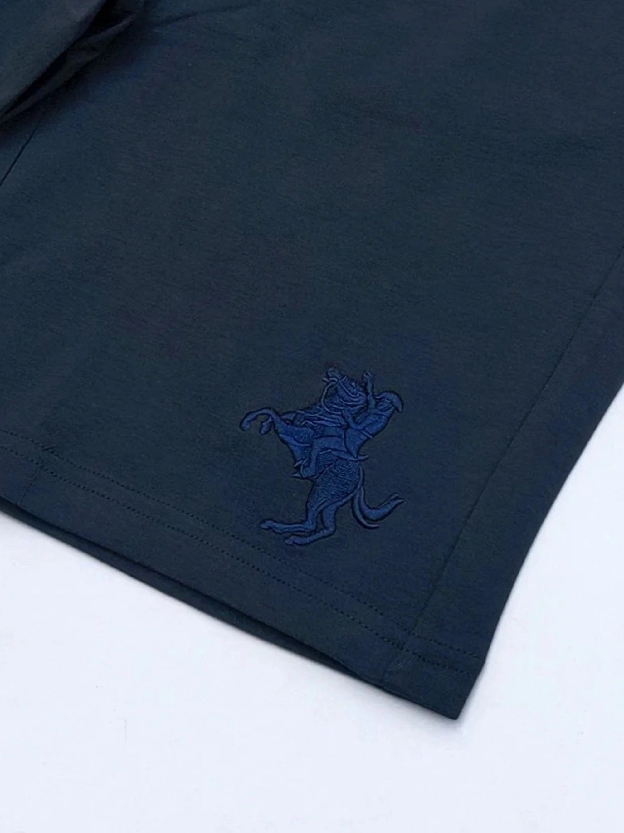 Men's Dark Blue Embroidery Logo Shorts