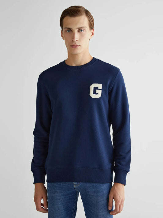 Men's Embroidery Logo Navy Blue Sweatshirt
