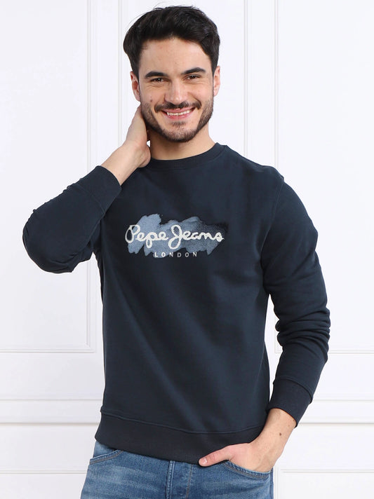 Men's Navy Blue Crew Neck Sweatshirt