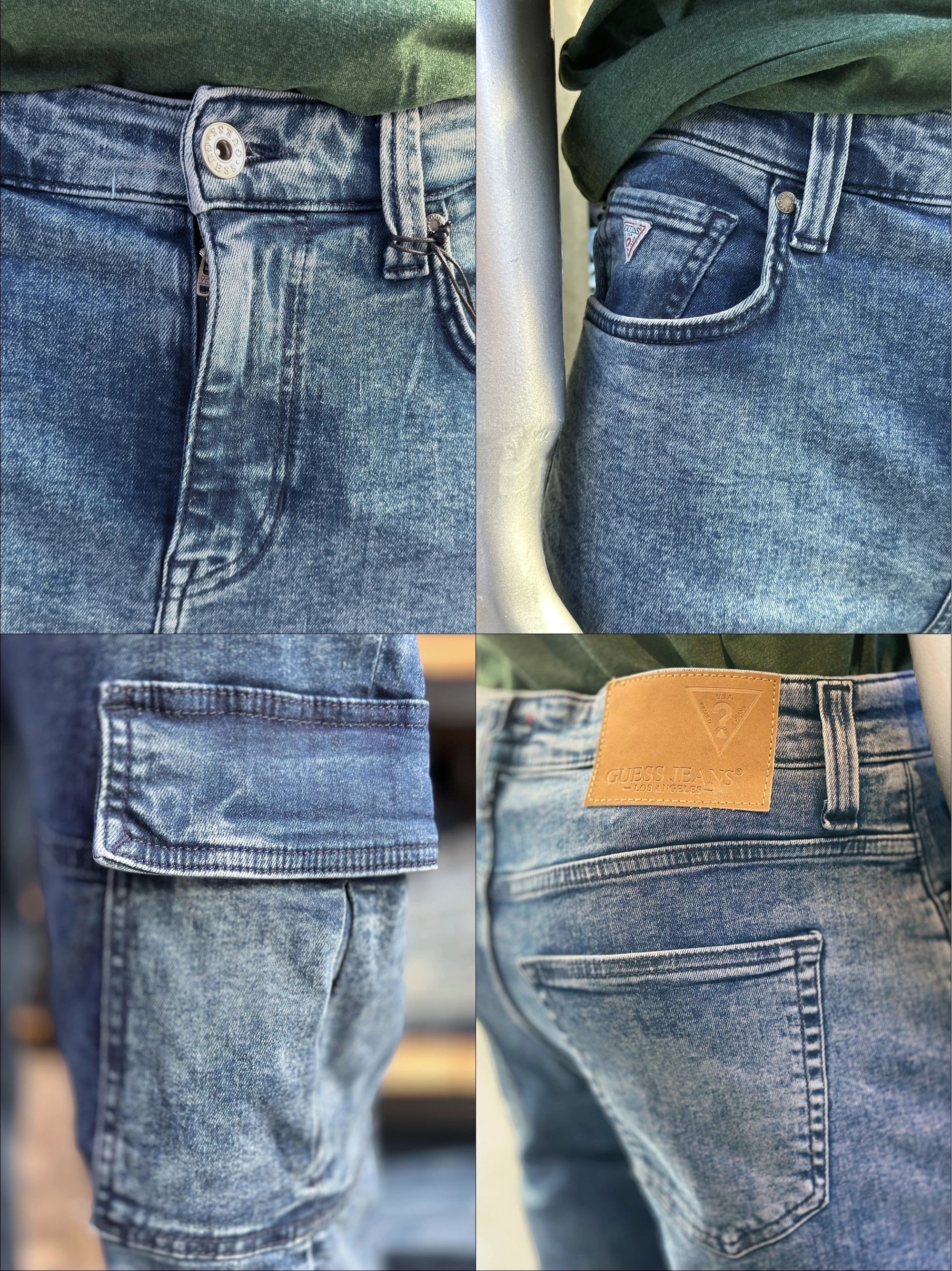 Men's New Diagonal Pocket Style Blue Jeans
