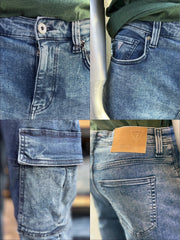 Men's New Diagonal Pocket Style Blue Jeans