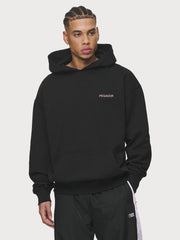 Men's Oversized Chest Logo Black Hoodie