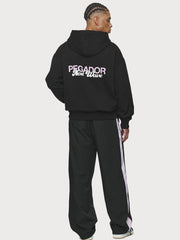 Men's Oversized Chest Logo Black Hoodie