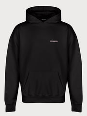 Men's Oversized Chest Logo Black Hoodie