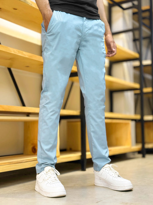 Men's Premium Cotton Stretch Sky Blue Trouser