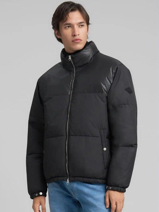 Men's Regular Fit Padded Black Jacket