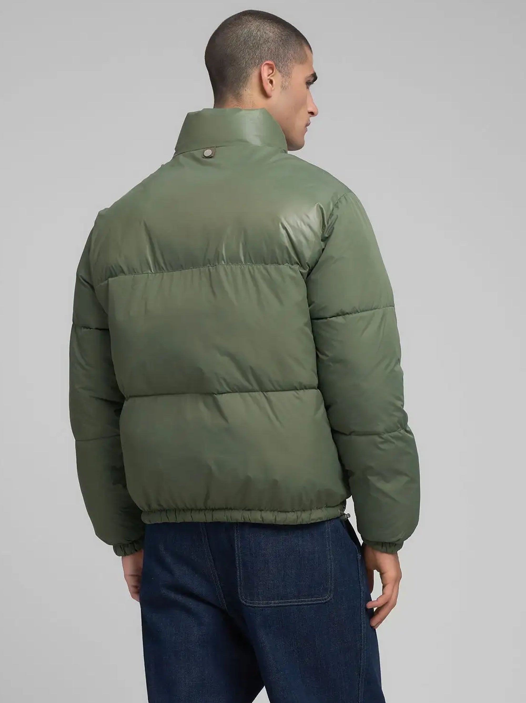 Men's Regular Fit Padded Green Jacket