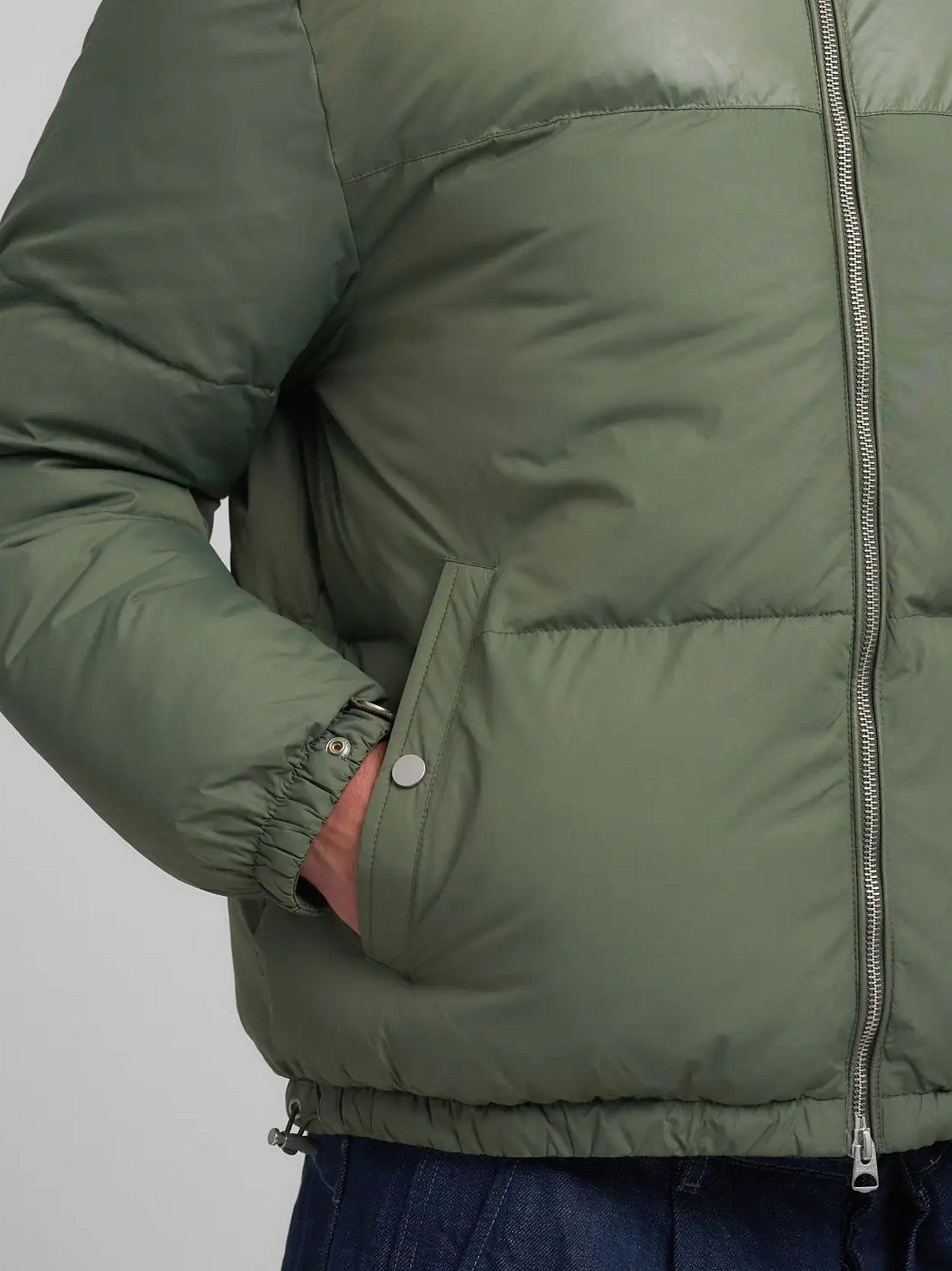 Men's Regular Fit Padded Green Jacket