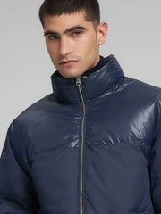 Men's Regular Fit Padded Navy Blue Jacket