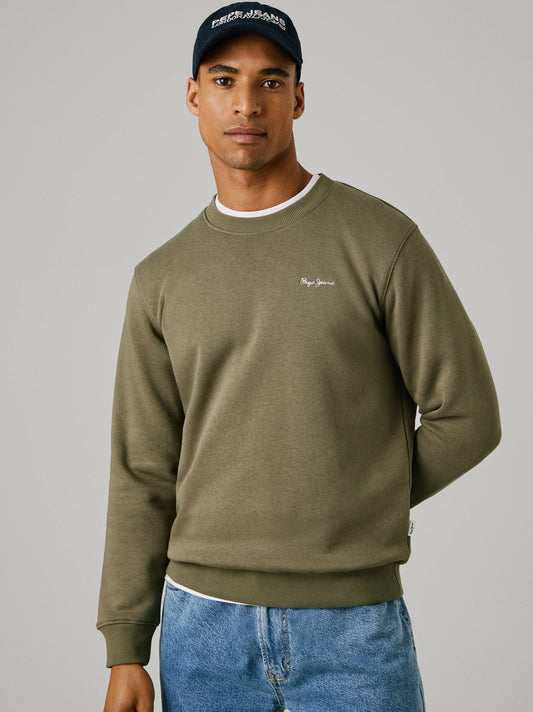 Men's Round Neck Sweatshirt - Military Green