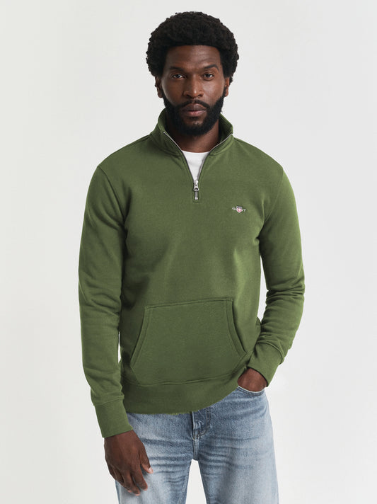 Men's Shield Half-Zip Green Sweatshirt