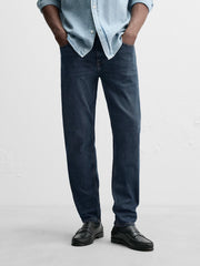 Men's Tapered Fit Dark Blue Jeans