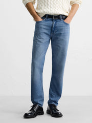 Men's Tapered Fit Mid Blue Jeans