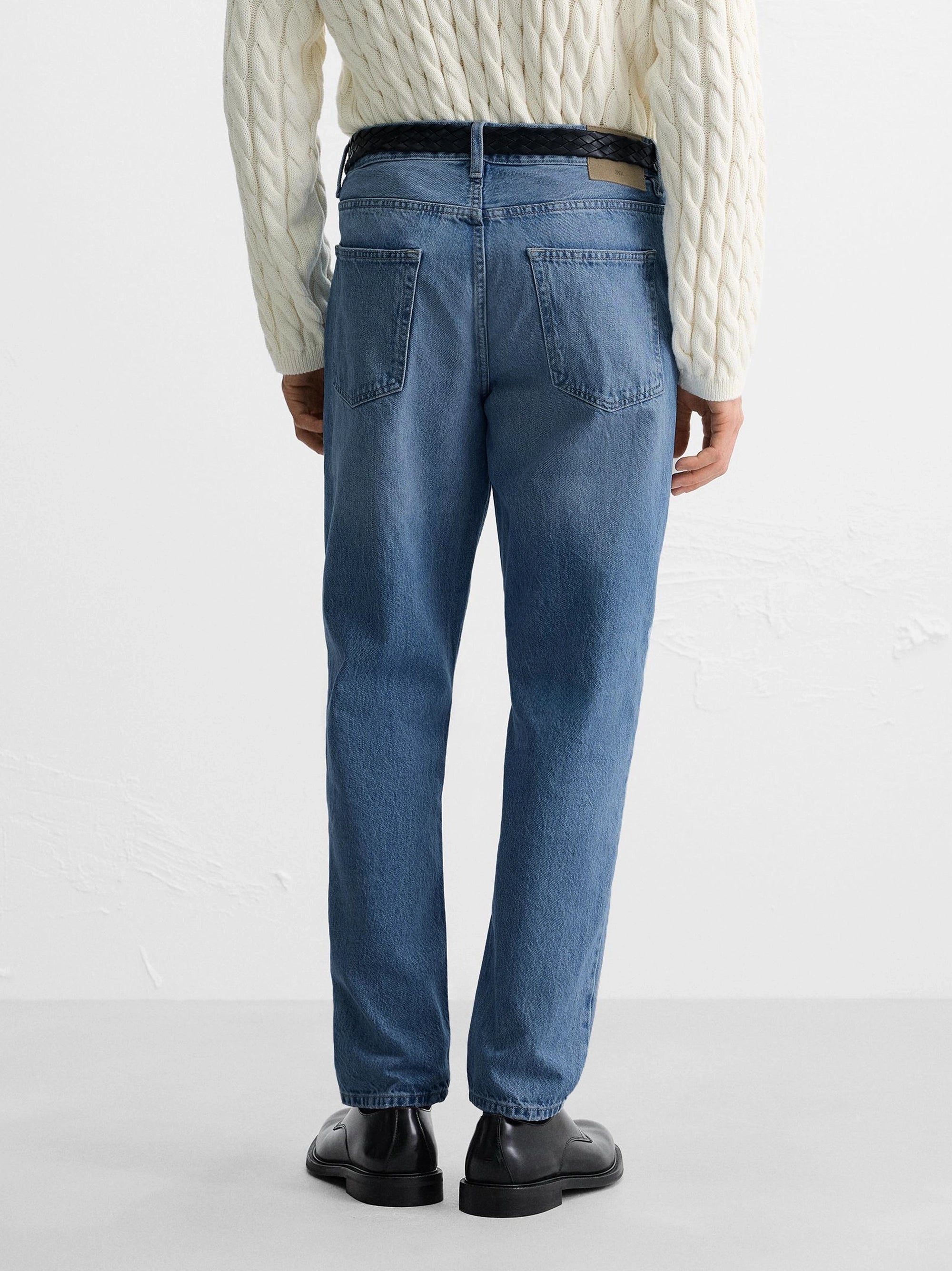 Men's Tapered Fit Mid Blue Jeans