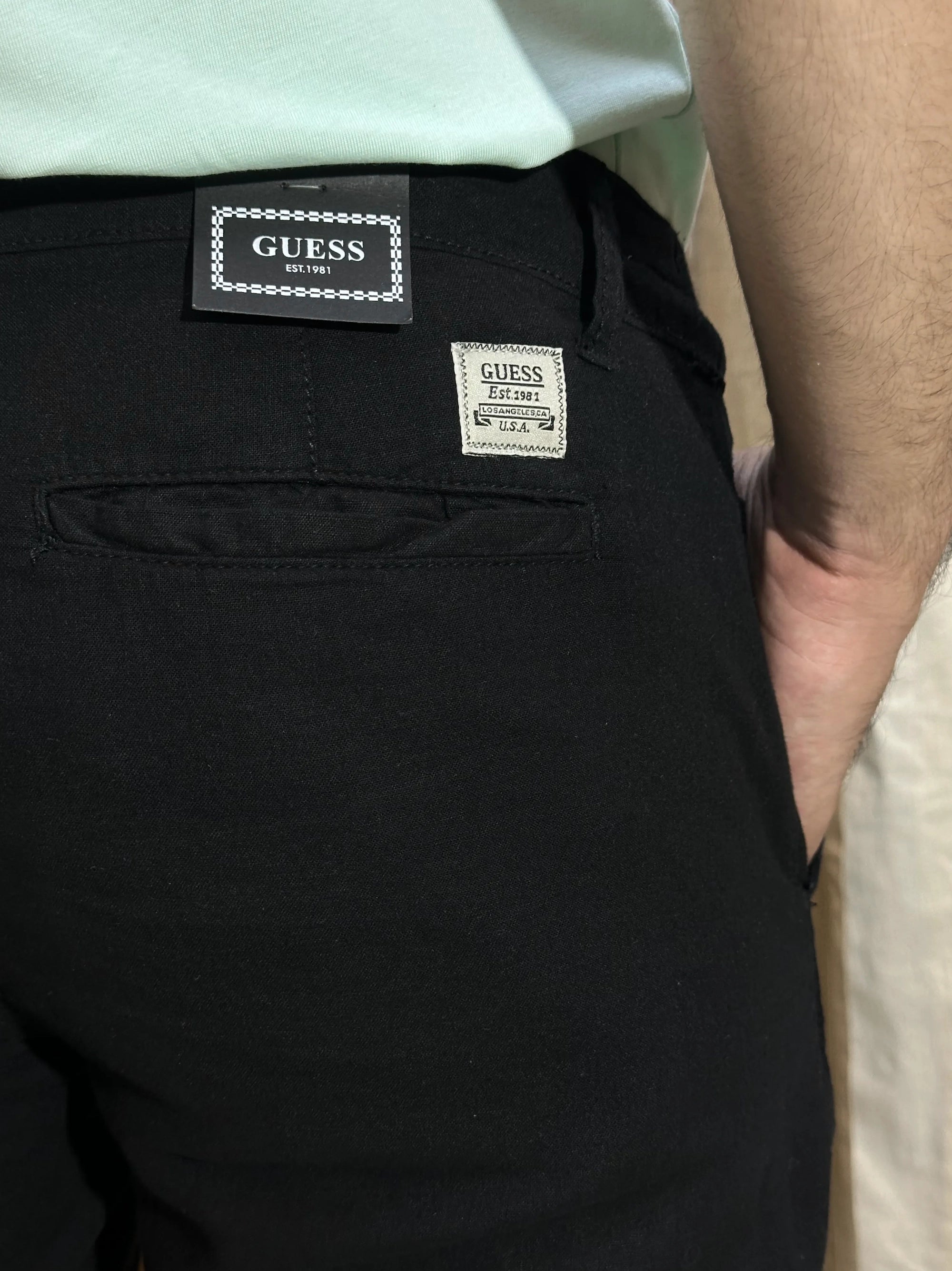 Men's Cotton Linen Stretch Black Trouser