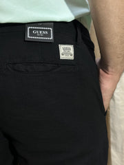 Men's Cotton Linen Stretch Black Trouser