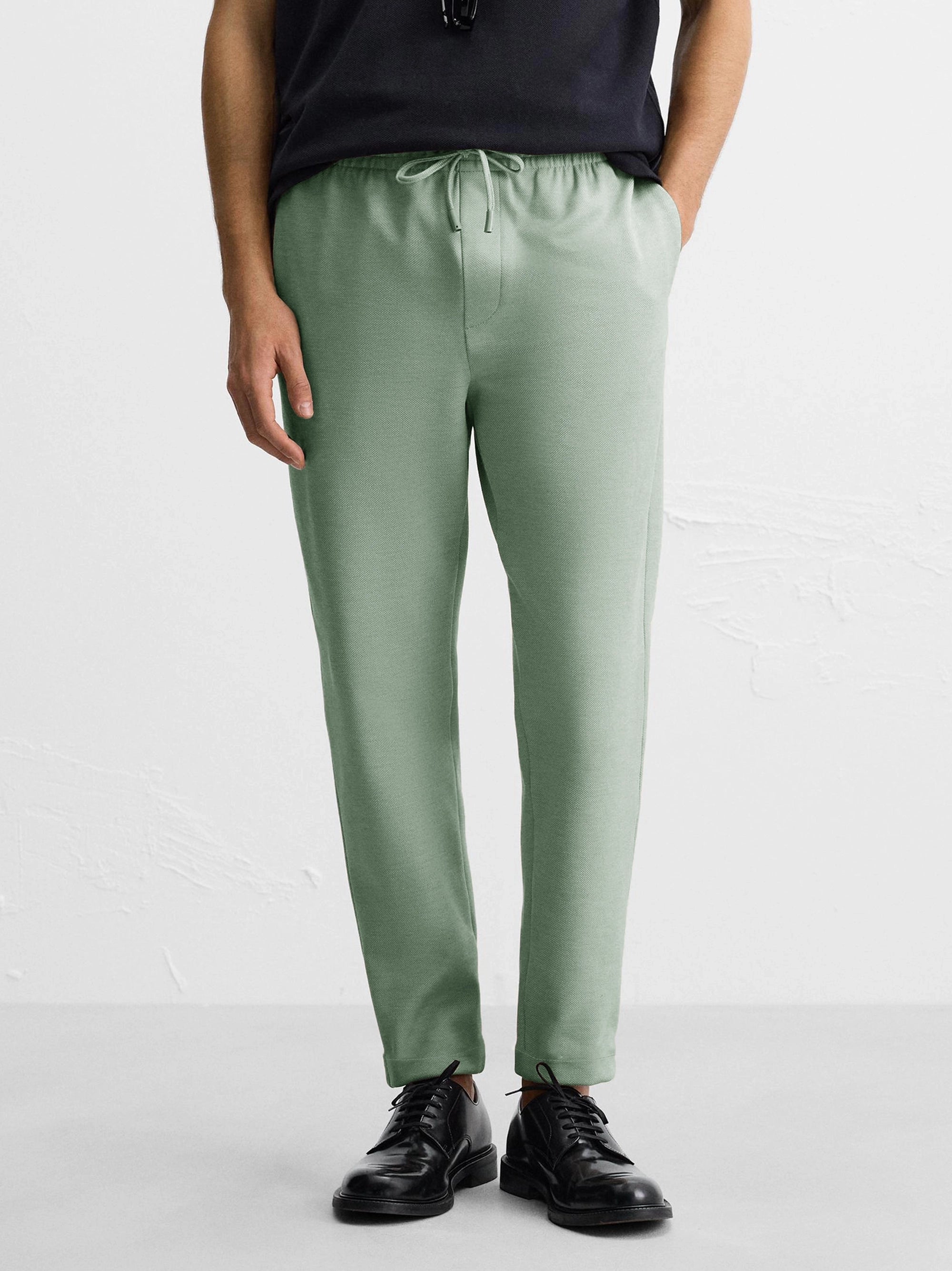 Men's Light Green Easy Care Jogger Trouser