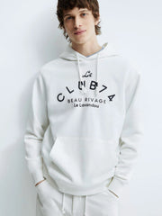Men's White Typographic Hoodies
