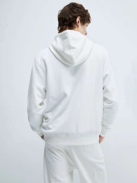 Men's White Typographic Hoodies