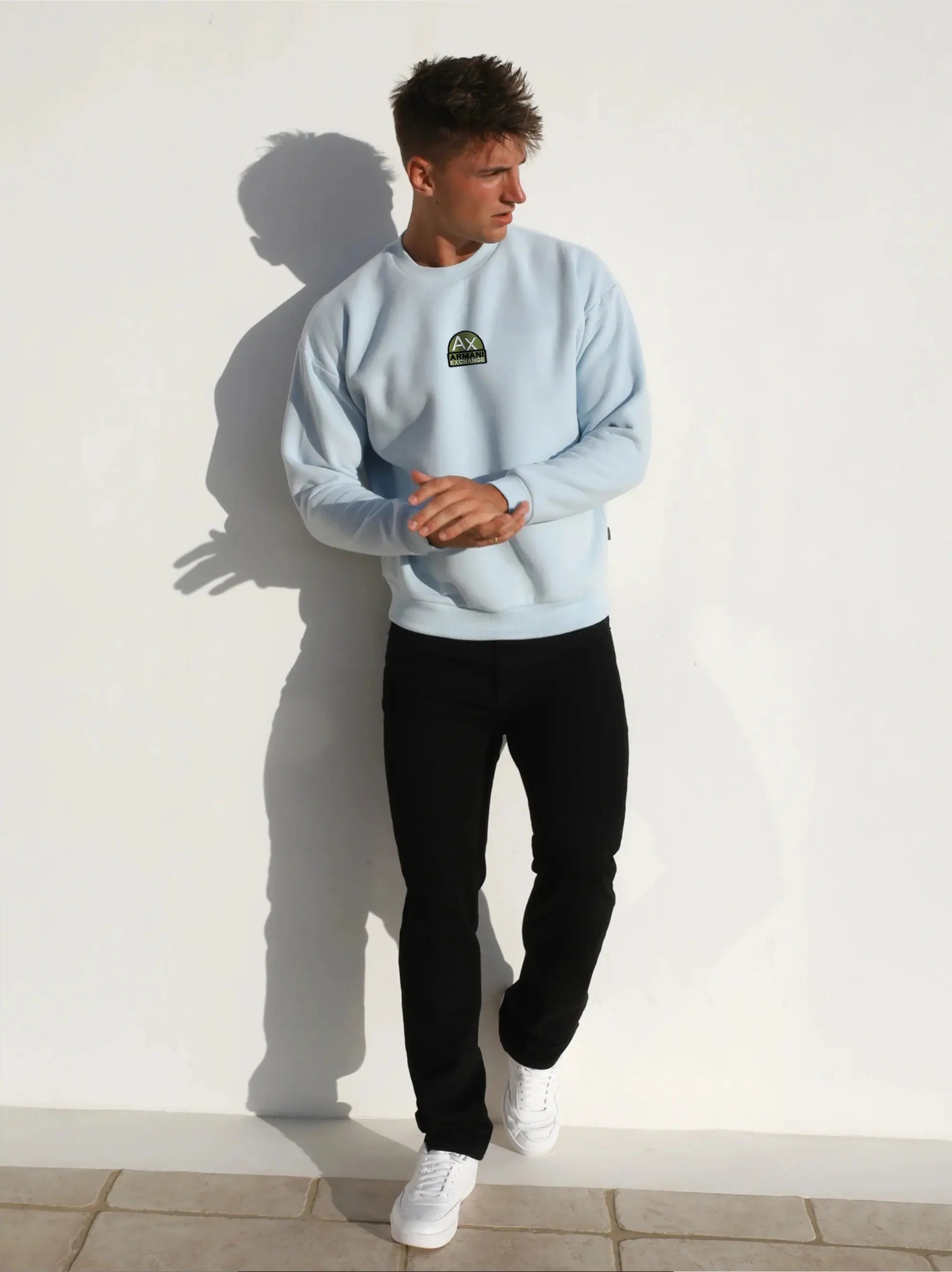 Men light Blue mbroidery Logo Sweatshirt