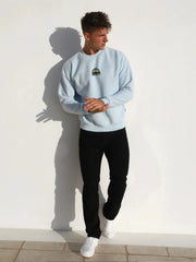 Men light Blue mbroidery Logo Sweatshirt
