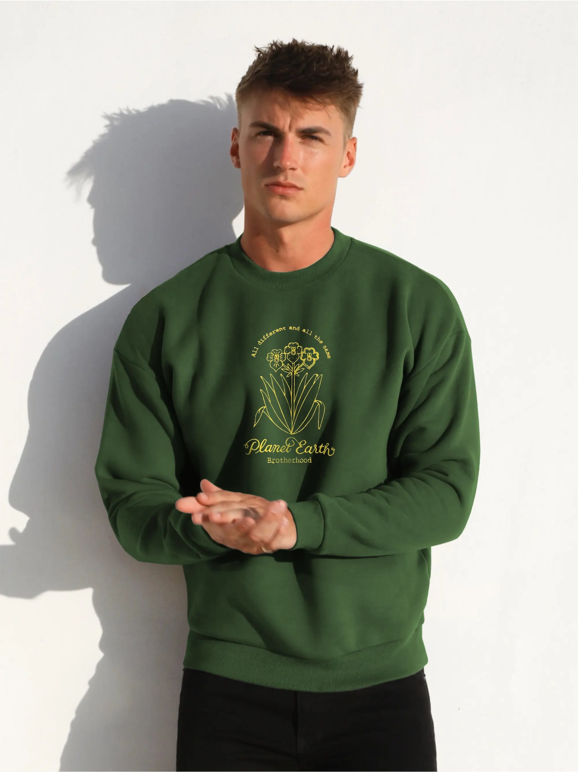 Mens Green Embroidery Logo Sweatshirt