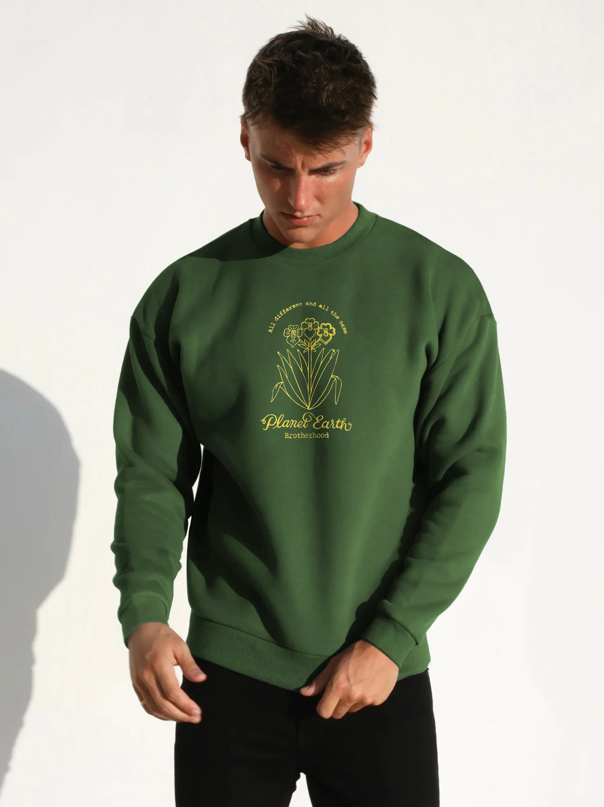 Mens Green Embroidery Logo Sweatshirt