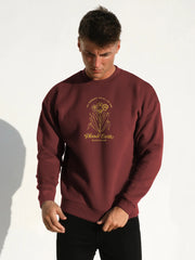 Mens Maroon Embroidery Logo Sweatshirt