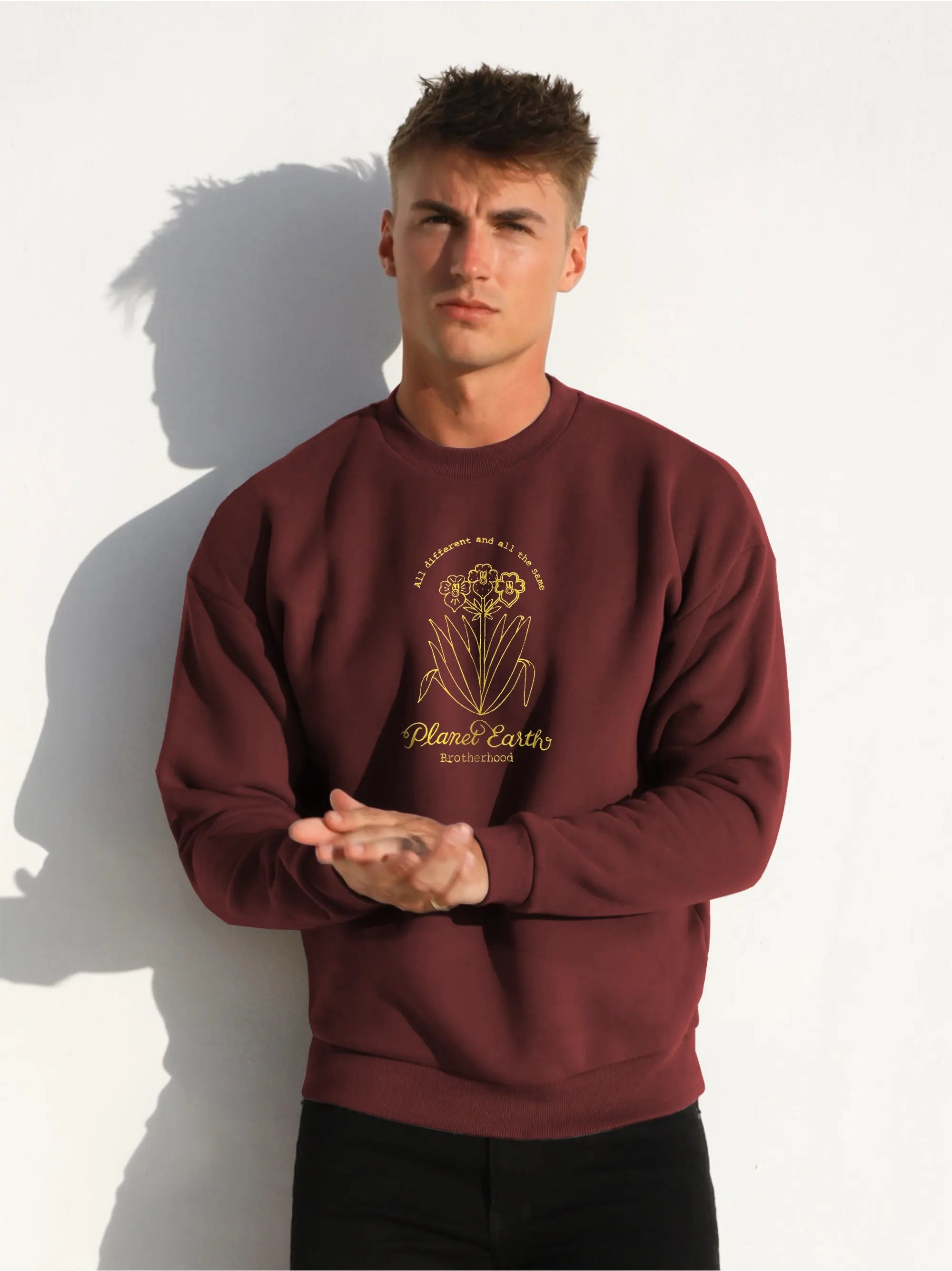 Mens Maroon Embroidery Logo Sweatshirt