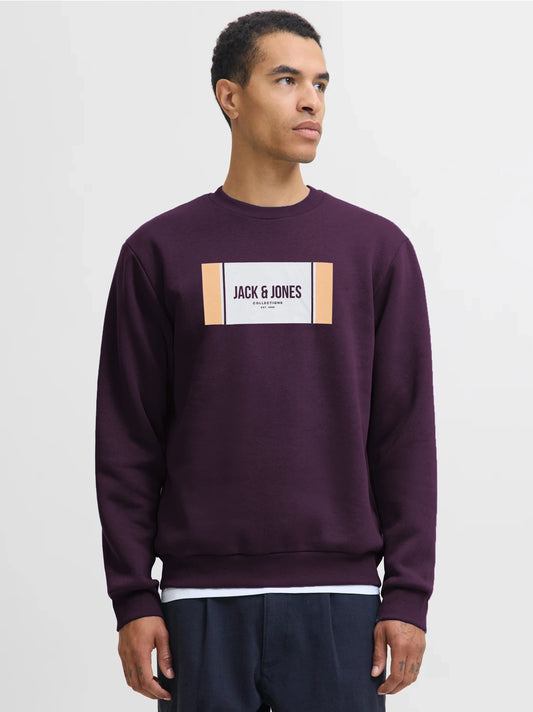 Premium Men dark Maroon Label Logo Print Sweatshirt