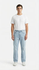 Pull & Bear Men’s Relaxed Fit Jeans in Light Blue Wash