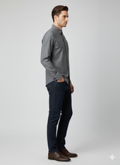 River Island Slim Fit Casual Shirt - Heather Grey