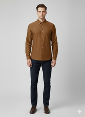 River Island Slim Fit Casual Shirt - Burnt Rust