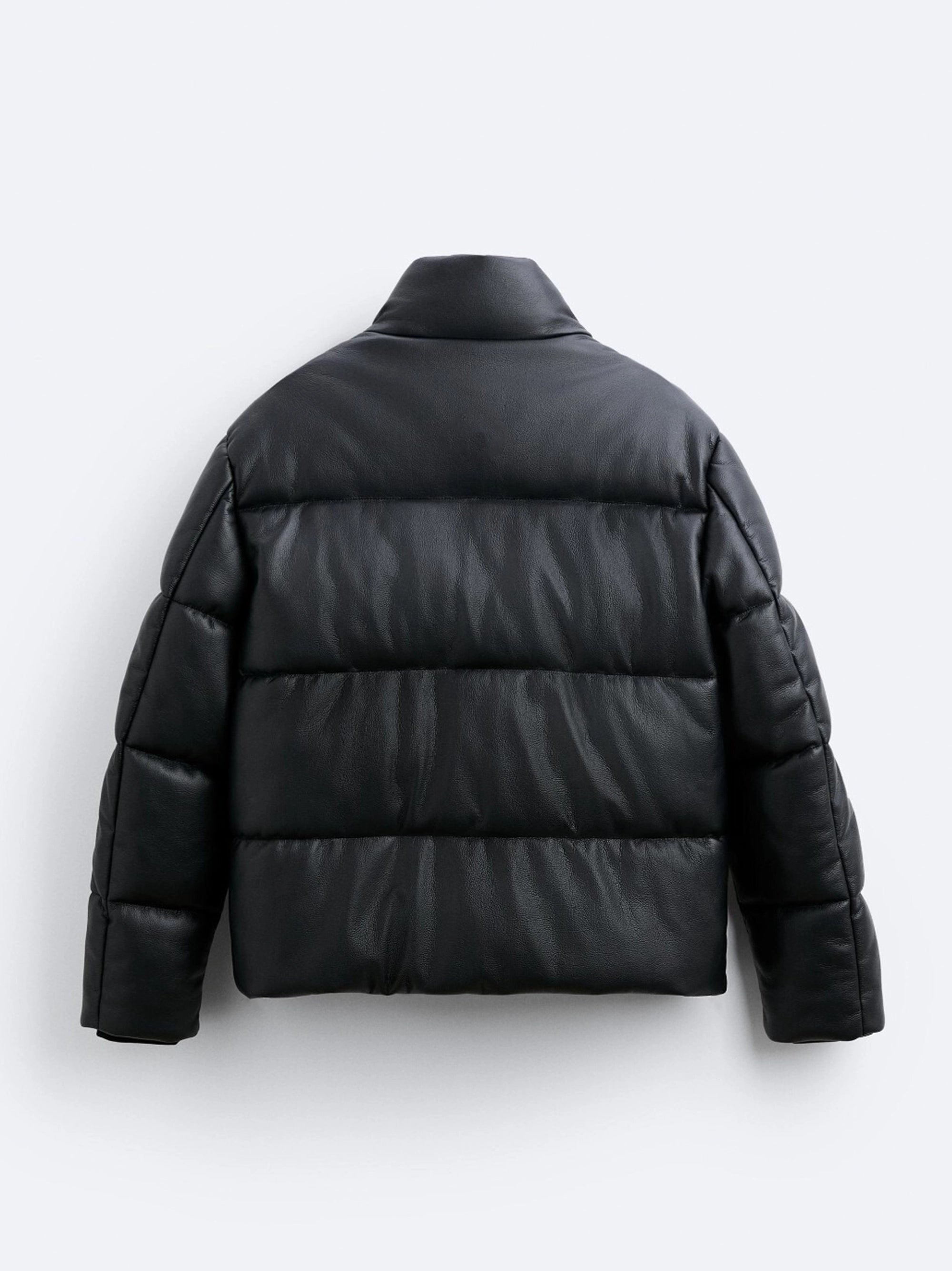 ZR - Black Leather Puffer Jacket