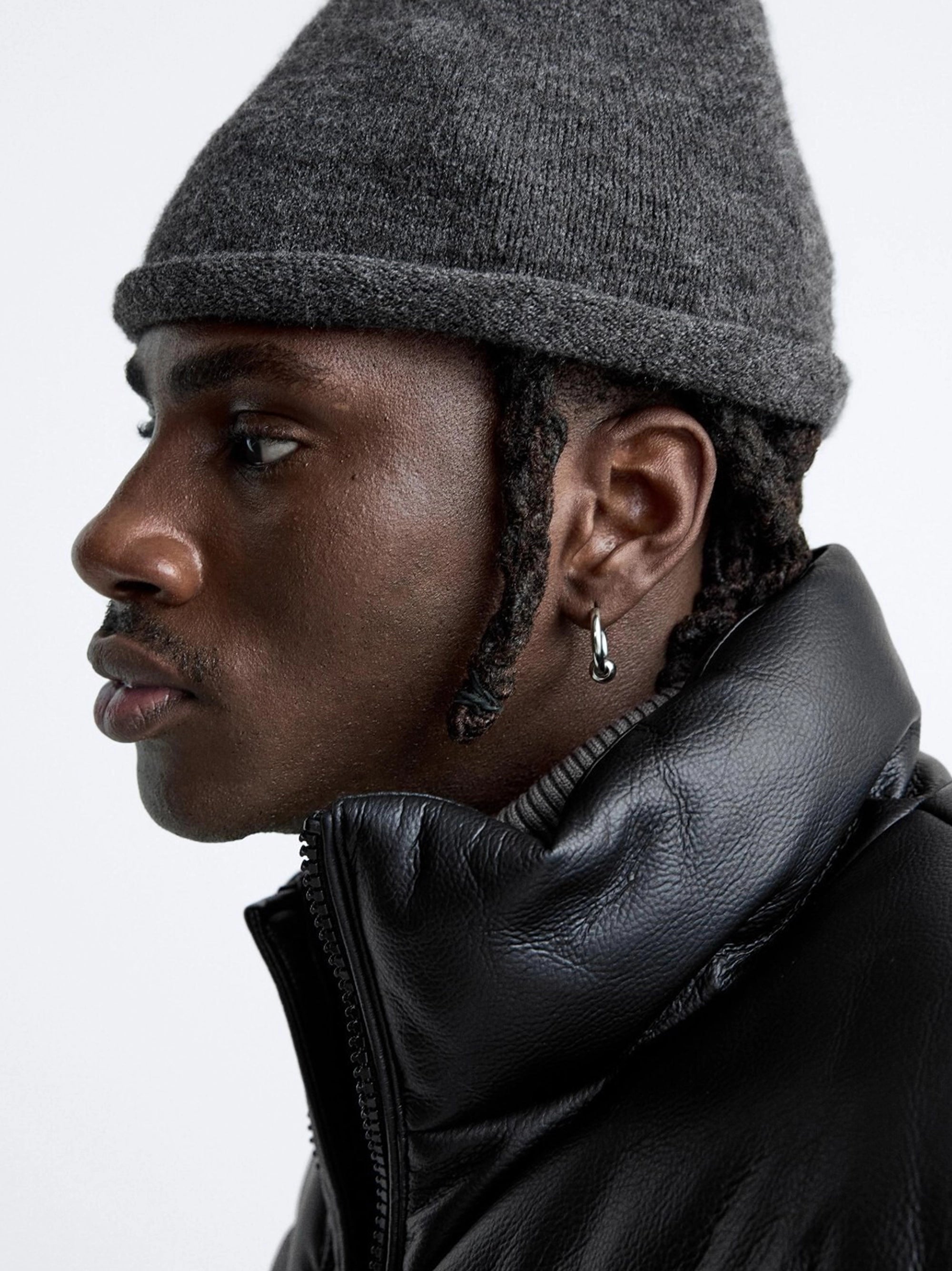 ZR - Black Leather Puffer Jacket