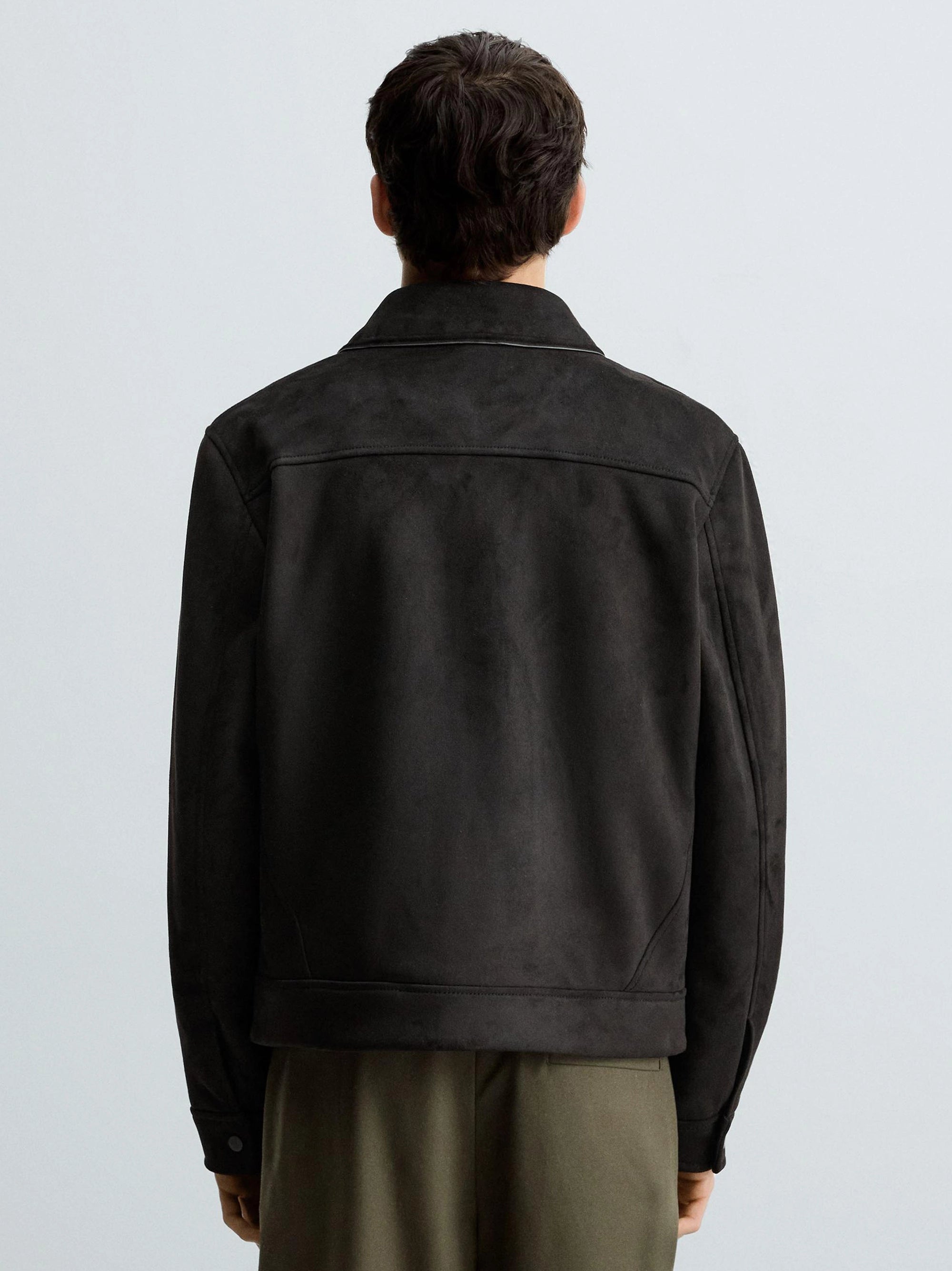 ZR Double Pocket Faux Suede Leather Jacket