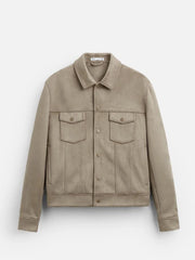 ZR Double Pocket Faux Suede Leather Skin Jacket