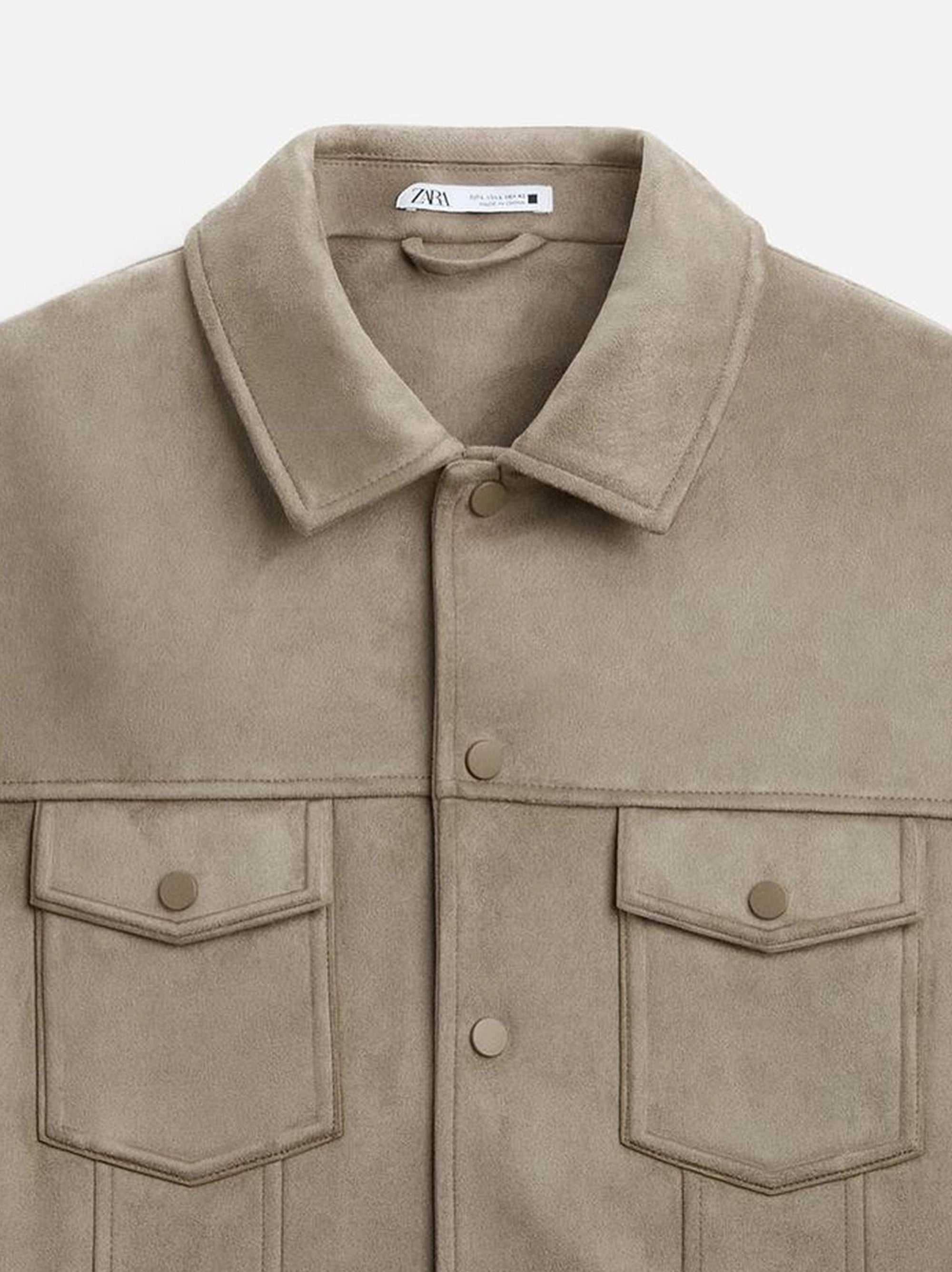 ZR Double Pocket Faux Suede Leather Skin Jacket