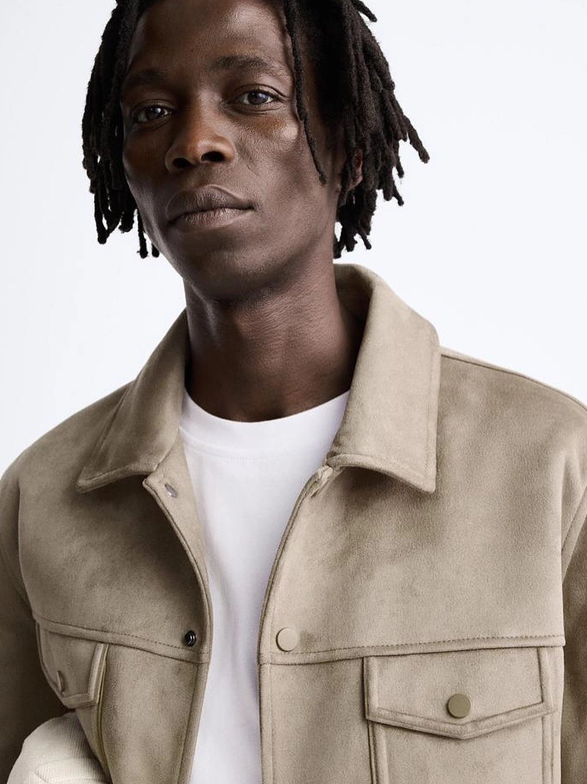 ZR Double Pocket Faux Suede Leather Skin Jacket