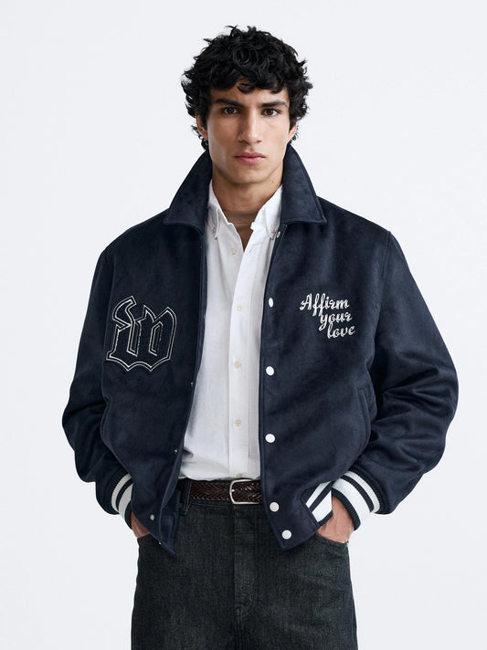 ZR Men Varsity Baseball Blue Jacket