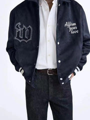 ZR Men Varsity Baseball Blue Jacket