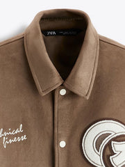 ZR Men Varsity Baseball Brown Jacket