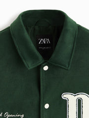 ZR Men Varsity Baseball Green Jacket