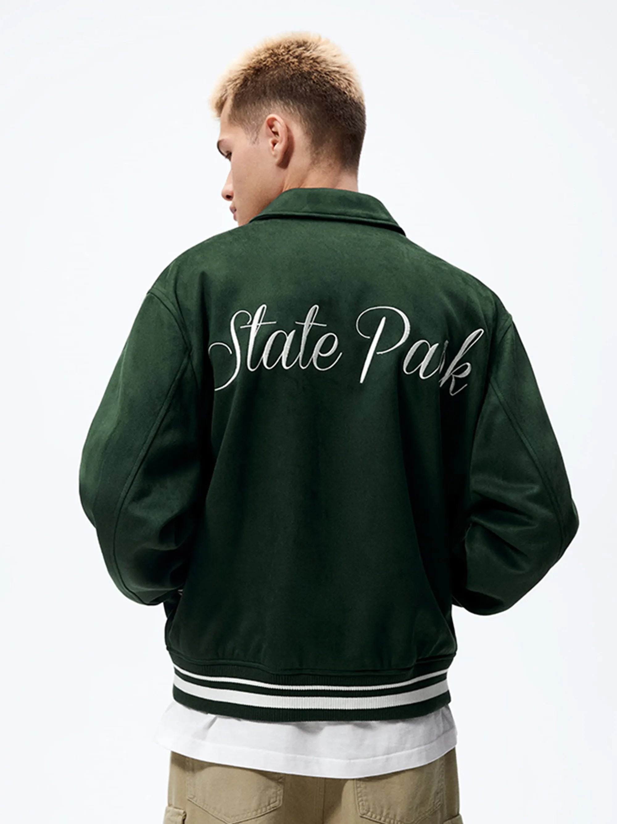 ZR Men Varsity Baseball Green Jacket