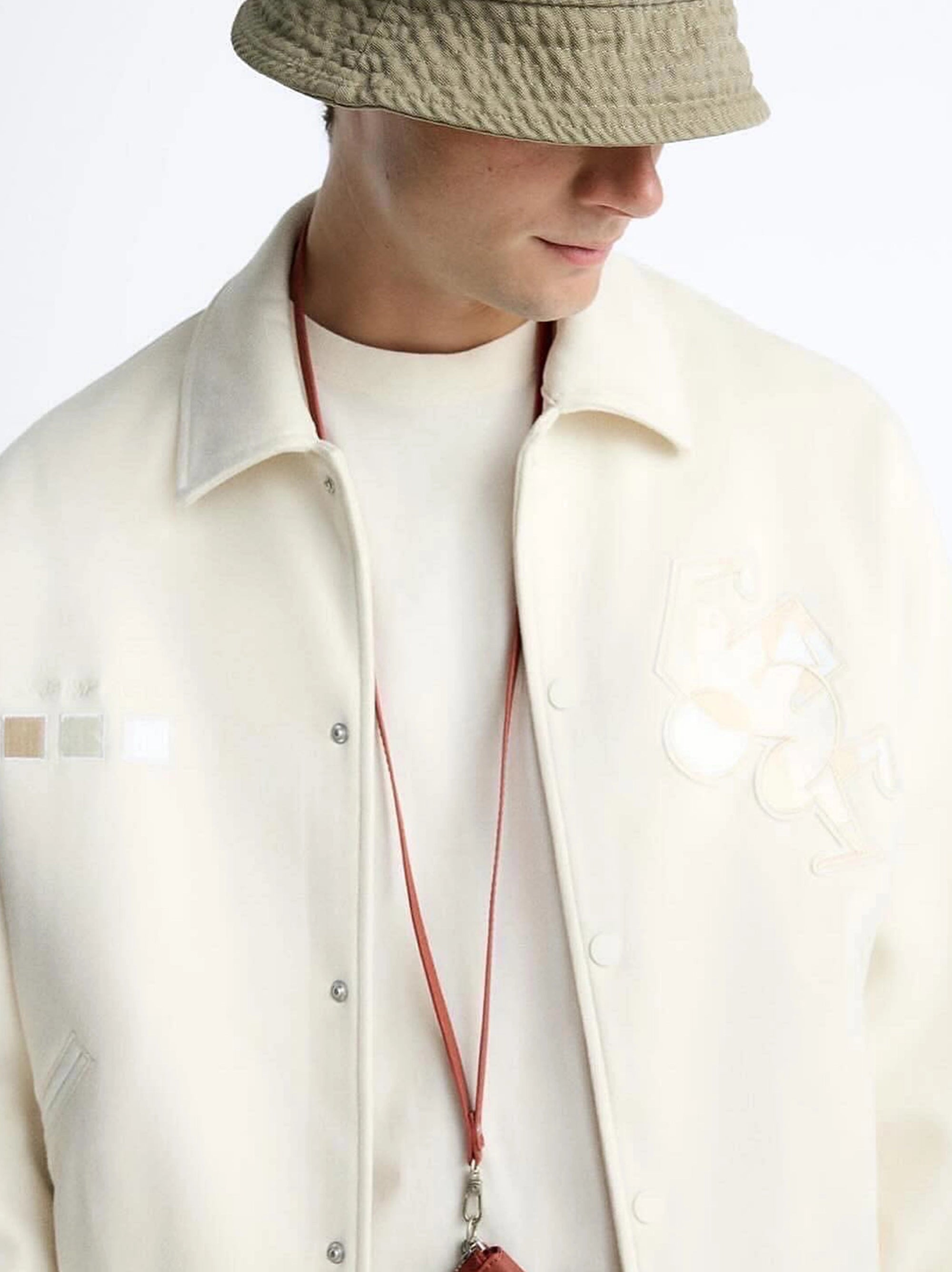 ZR Men Varsity Baseball Off White Jacket