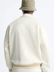 ZR Men Varsity Baseball Off White Jacket