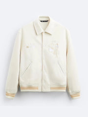 ZR Men Varsity Baseball Off White Jacket